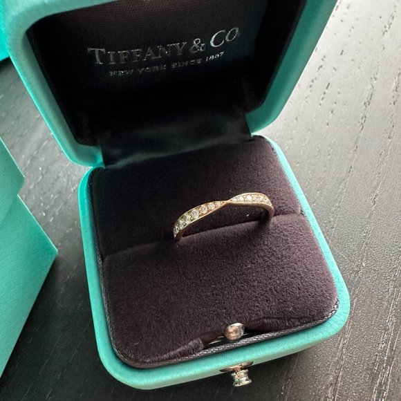 Tiffany Harmony Band Ring - Rose Gold with Diamonds (Size 5) - Picture 2 of 10